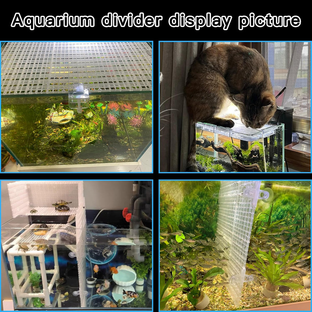 Adjustable Aquarium Fish Tank Divider Filter Bottom Plastic Grid Fish Tank Isolation Board Egg Crate Tray(White, 4pcs 11.8X11.8Inch with 0.35Inch Hole)