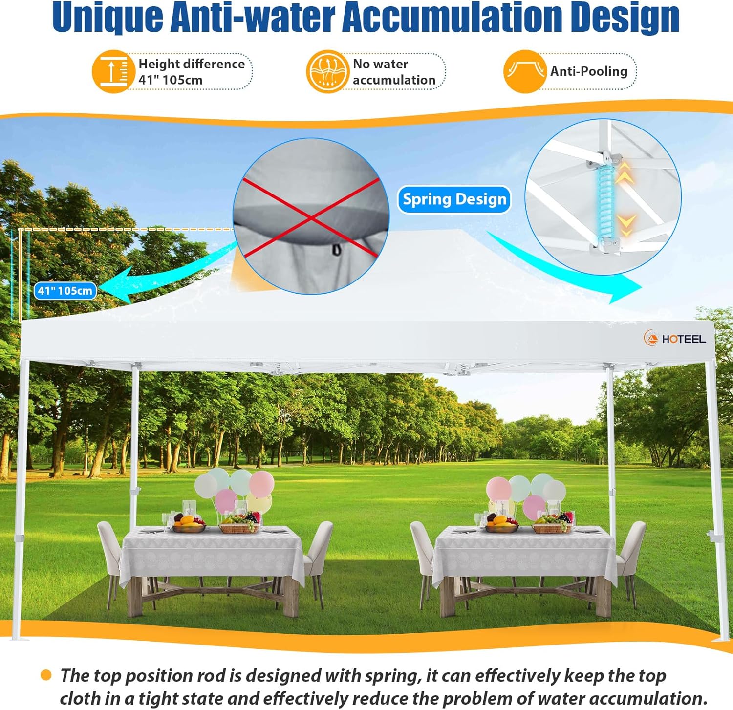 HOTEEL 10x15 Pop up Canopy Tent for Parties, Heavy Duty Easy Setup Tent Without Sidewalls, Outdoor Commercial Instant Gazebo for Wedding Event, with Roller Bag & Sand Bags, White(Hexagonal Frame)