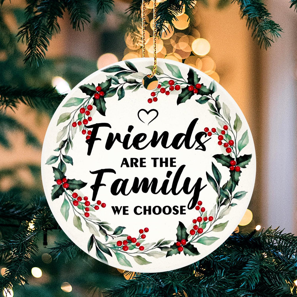 Mini Friend Christmas Ornament for Xmas Tree Decorations Ceramic for Female Women Men BFF Bestie Cute Christmas Tree Ornaments Small Xmas Decorated Friendship Ornament