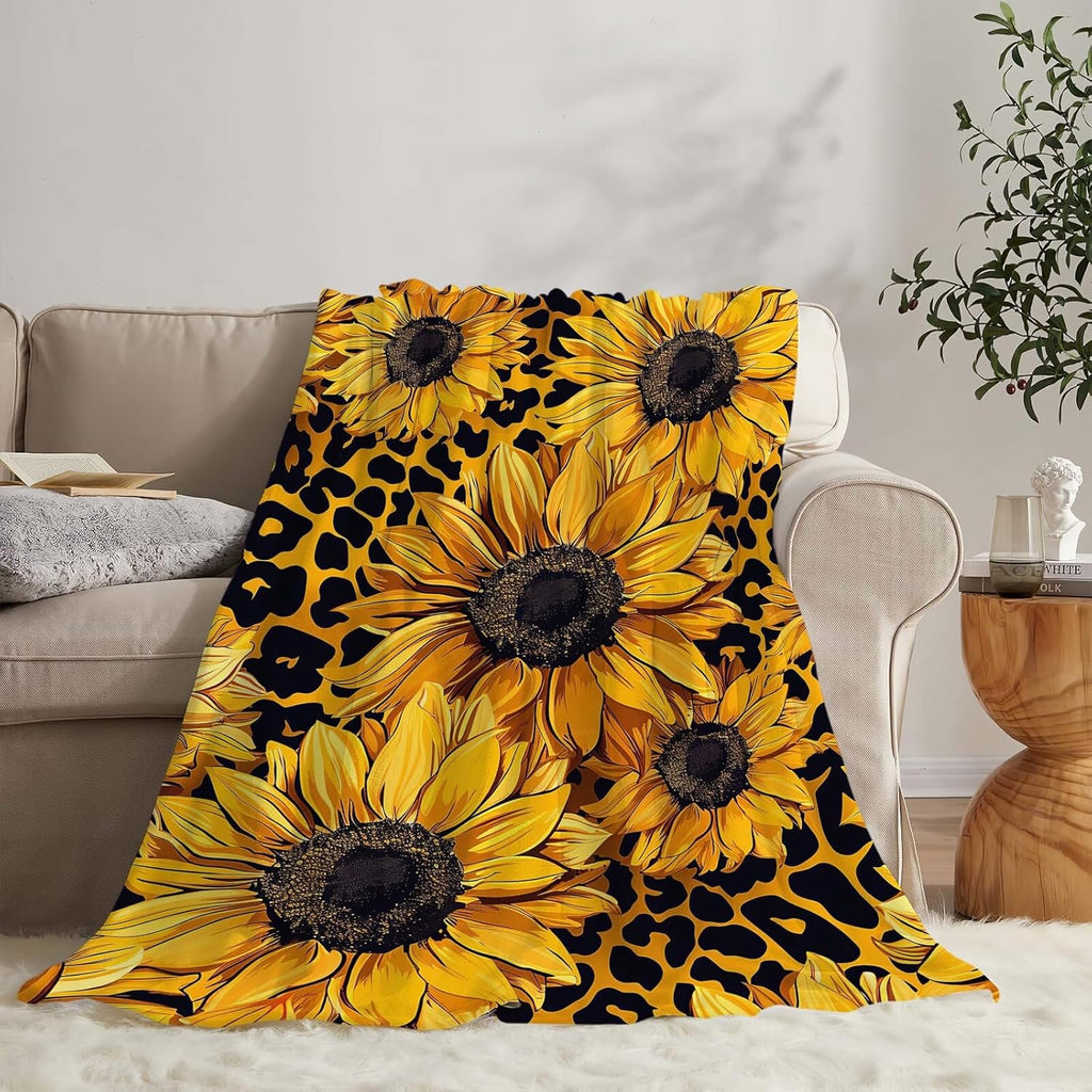 Sunflower Throw Blanket Sunflower Gifts for Kids Girls Boys Adults Women Men Soft Cozy Warm Plush Fluffy Fuzzy Fleece Blanket Birthday Festival Decor 60''X80''