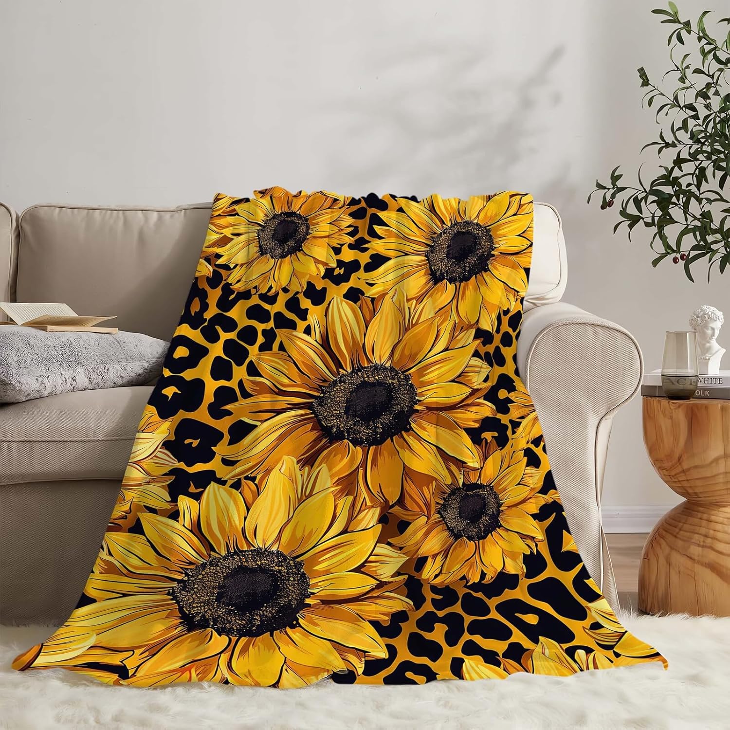 Sunflower Throw Blanket Sunflower Gifts for Kids Girls Boys Adults Women Men Soft Cozy Warm Plush Fluffy Fuzzy Fleece Blanket Birthday Festival Decor 60''X80''