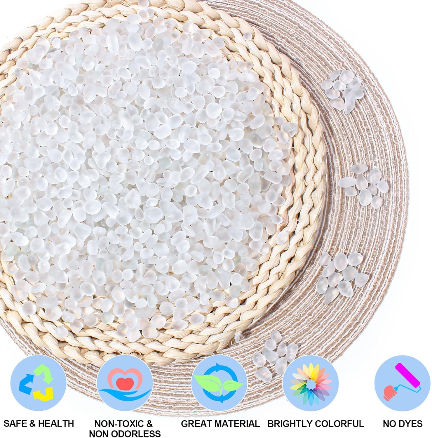 Keedolla 0.5 Lb White Frosted Sea Glass Stones Fish Tank Rocks Gravel Aquarium Glass Pebbles Marbles Gemstones for Vase Fillers, DIY Crafts, and Home Decor