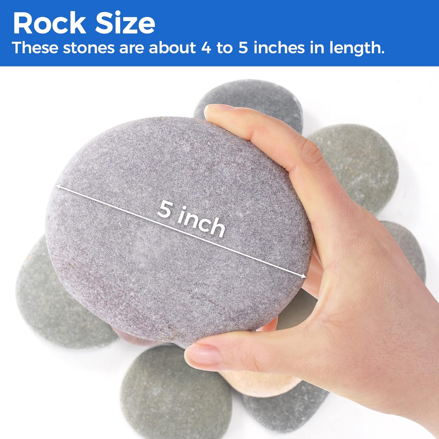 ROCART 6 PCS Extra Large Rocks for Painting, 4-5 Inches Flat Painting Rocks for Arts & Crafts, Natural Smooth River Rocks for Painting, Kindness Rocks, Decoration, DIY, Crafting Gift