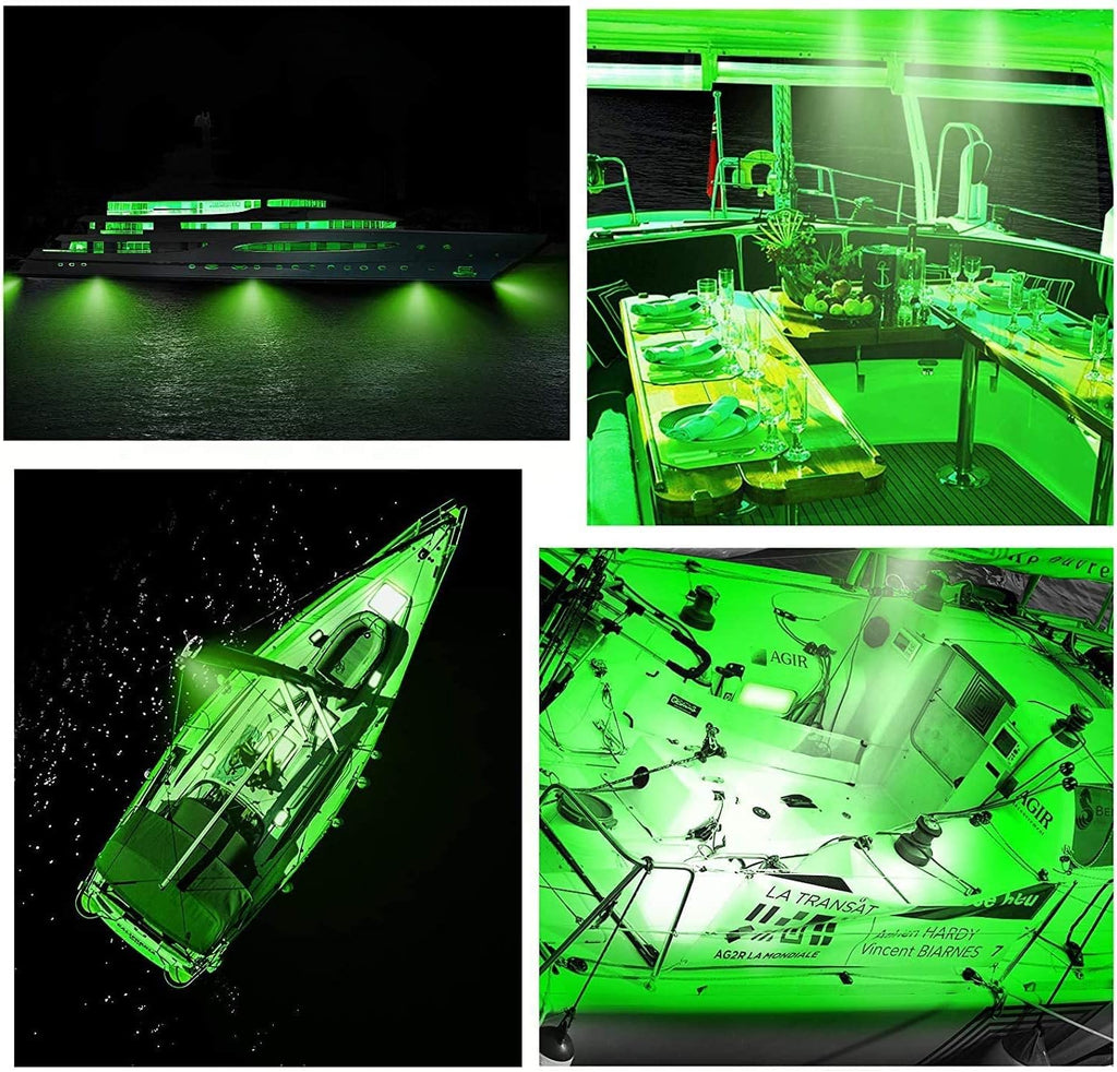 Boat Led Strip Lights, 4 Pcs 24'' Marine Interior Courtesy Deck Navigation Lights, Super Bright Waterproof Marine Led Lights Strip for 12V Pontoon Fishing Boat Yacht Kayak Sailboat (Green)