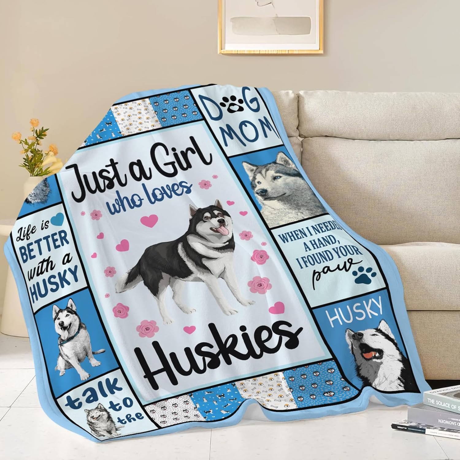 Husky Throw Blanket Husky Puppy Stuff Gifts for Dog Lover Kids Girls Boys Adults Women Men Soft Cozy Warm Plush Fluffy Fuzzy Fleece Blanket Decor 60''X80''