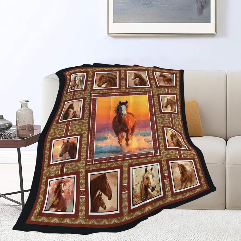 Horse Throw Blanket Horse Stuff Gifts for Kids Girls Boys Adults Women Men Soft Cozy Warm Plush Fluffy Fuzzy Fleece Blanket Decor 40''X50''