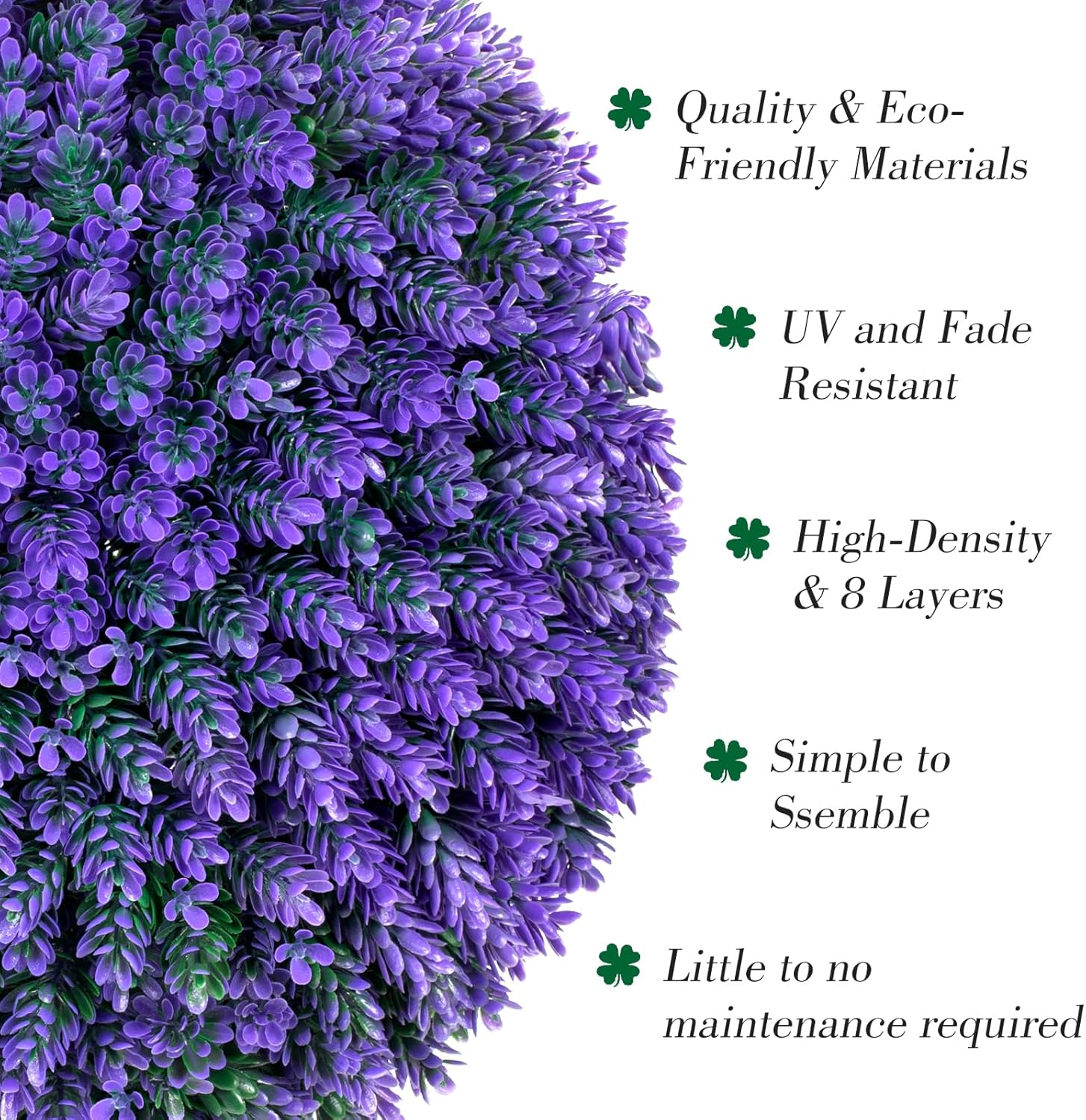 16.7 Inch Artificial Pine Cone Topiary Balls Set of 2, Purple Boxwood Balls with 7 Layers Leaves UV Protection Faux Evergreen Plants Outside Decor for Porch Garden Backyard