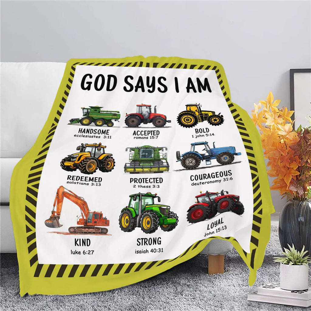 Tractor Throw Blanket Farm Tractor Stuff Gifts for Kids Girls Boys Adults Women Man Soft Cozy Warm Plush Fluffy Fuzzy Fleece Blanket Decor 60''X80''