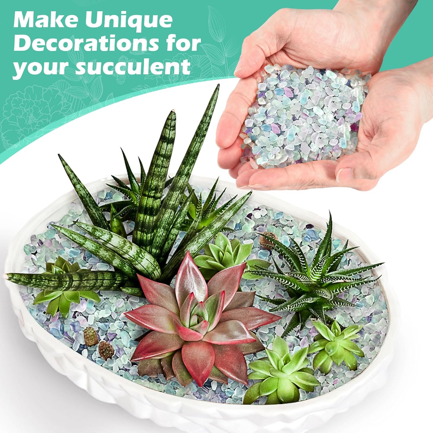 2 Lb/920g Small Pebbles for Indoor Plants, 0.15-0.3" Decorative Pebbles Vase Filler, Crystal Chips Crushed Stone, Aquarium Rocks for Fish Tank, Crafts, Terrarium Decor