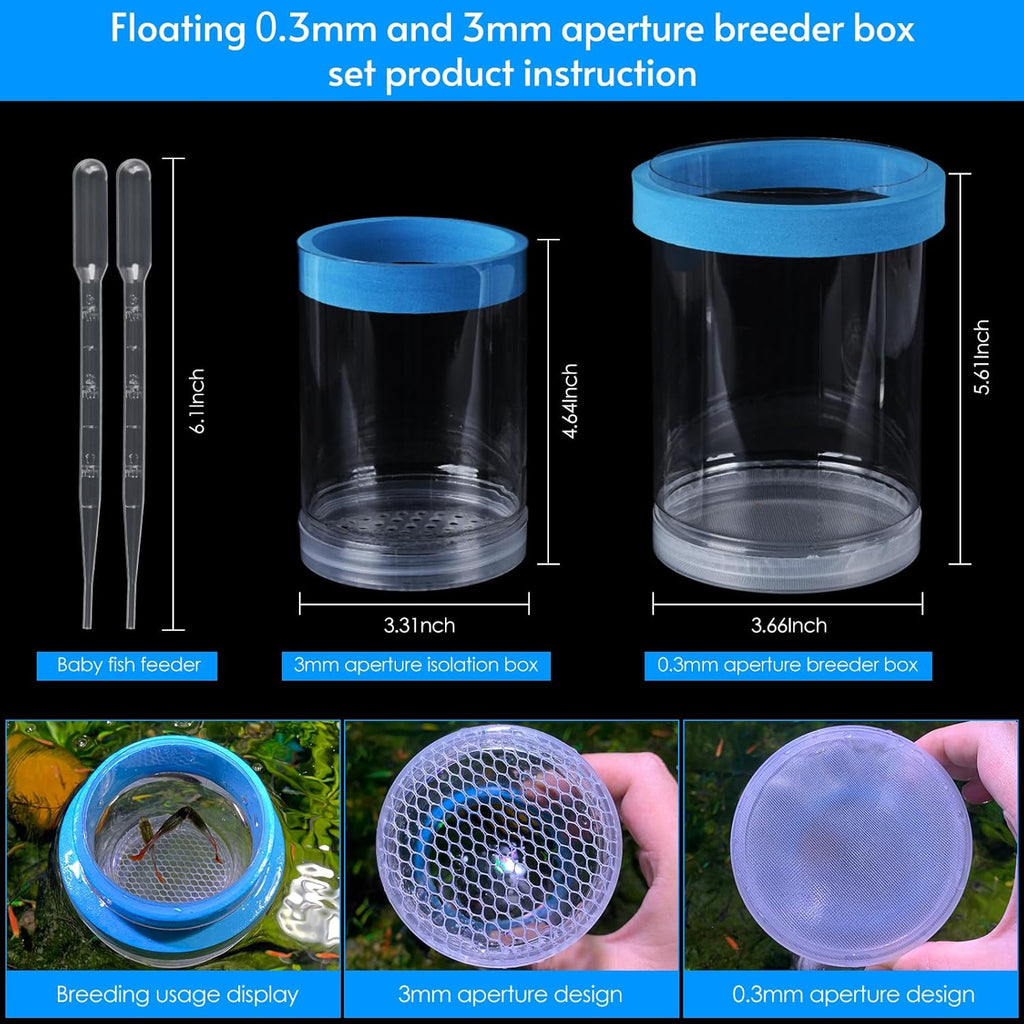 Fish Breeder Box for Fishes Tank Isolation Aquarium Separator Hatchery Incubator for Guppy Baby Betta Saltwater Clownfish Coral Aggressive or Injured Fish (Large Two-Piece Set)