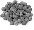Skyflame Black Natural Tumbled Stones Round Lava Rock Pebbles for Indoor Outdoor Gas Fire Pit | Fireplaces | Garden Landscaping Decoration | Cultivation of Potted Plants | 10 Pounds | 1/2-1 Inch Size