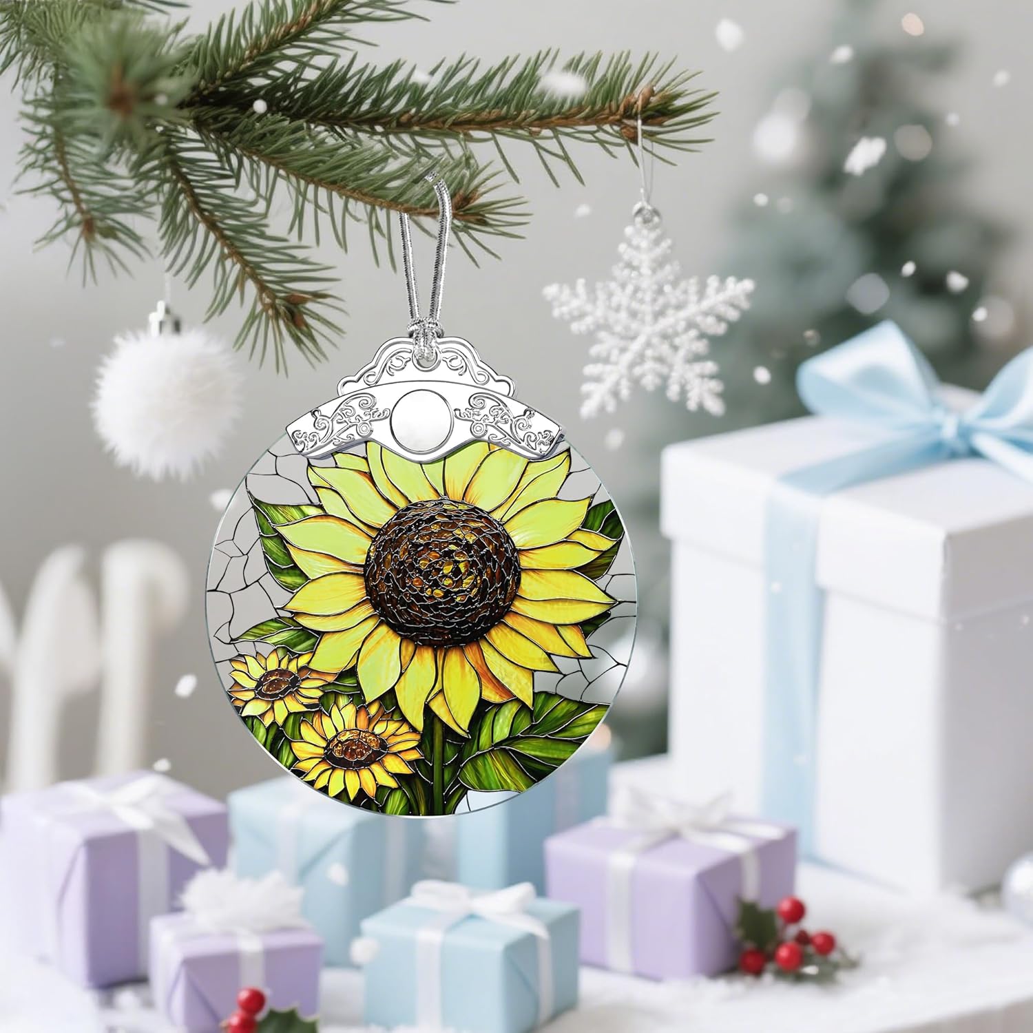 Sunflower Christmas Ornaments: Christmas Tree Ornaments, Holiday Decor for Flower Lover, Stocking Stuffers, Gift Ideas, Xmas Gifts & Gifts for Sunflower Plant Lover