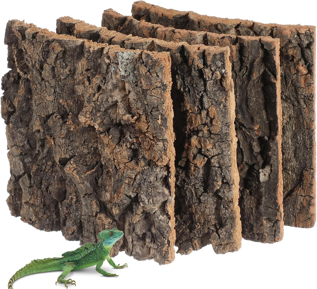 Kisangel 4 Pcs Cork Bark Aquarium Decor, Reptile Tank Background, Bearded Dragon Habitat Accessories, Easy Install, Eco-Friendly, 5.90 X 5.90 X 0.78 Inch