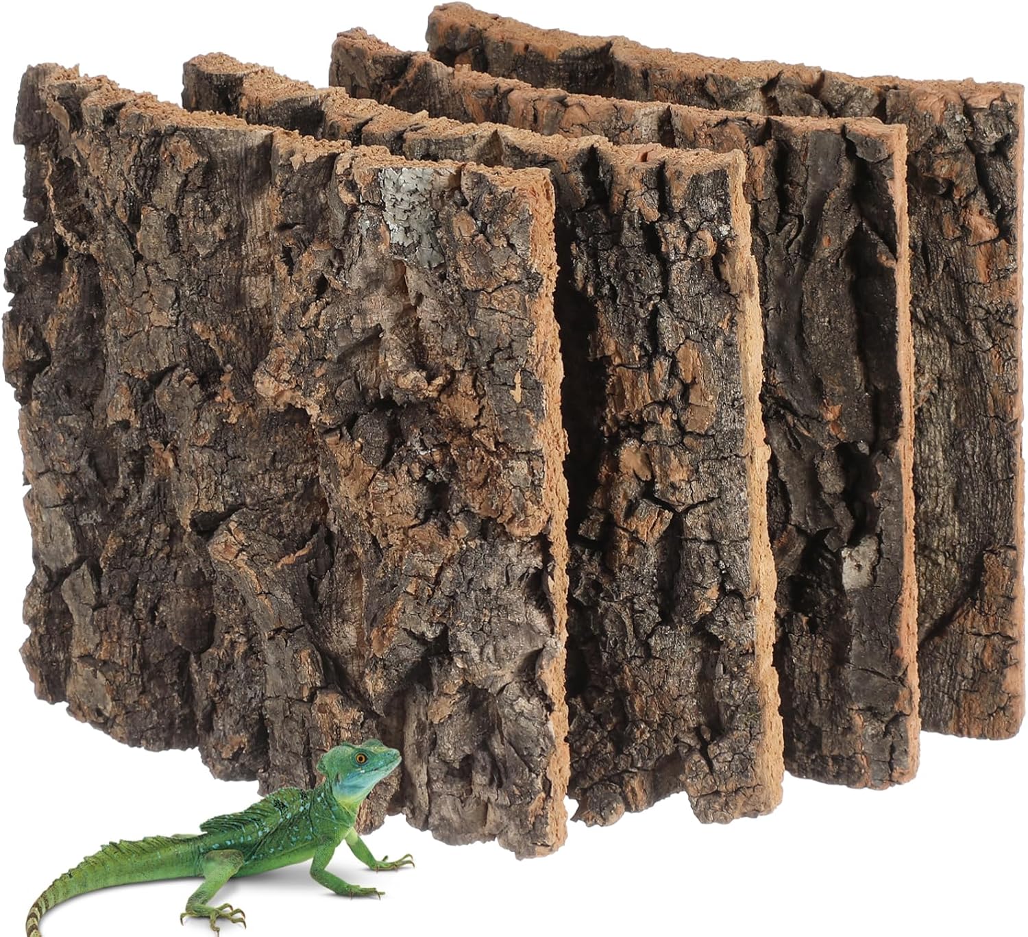 Kisangel 4 Pcs Cork Bark Aquarium Decor, Reptile Tank Background, Bearded Dragon Habitat Accessories, Easy Install, Eco-Friendly, 5.90 X 5.90 X 0.78 Inch