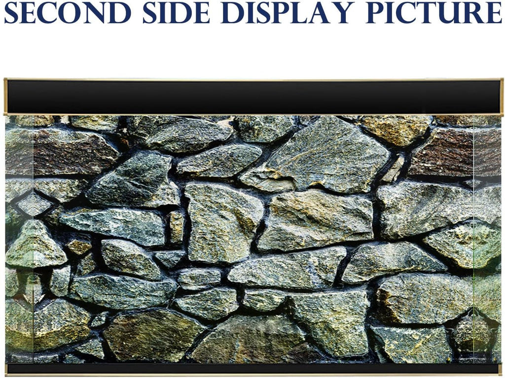 ELEBOX Fish Backgrounds Paper Double Sides 3D Stone & Trees Aquarium Background Picture 16" x 40" Fish Tank Background