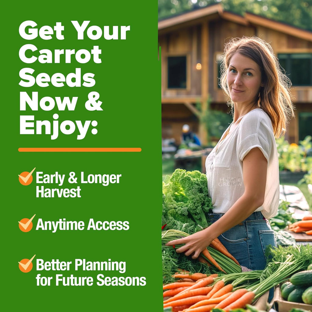 HOME GROWN Rainbow Carrot Seeds – 2500+ Heirloom Seeds (10 Varieties) – High Germination, Vegetable Seeds for Planting Indoors or Outdoor Home Garden