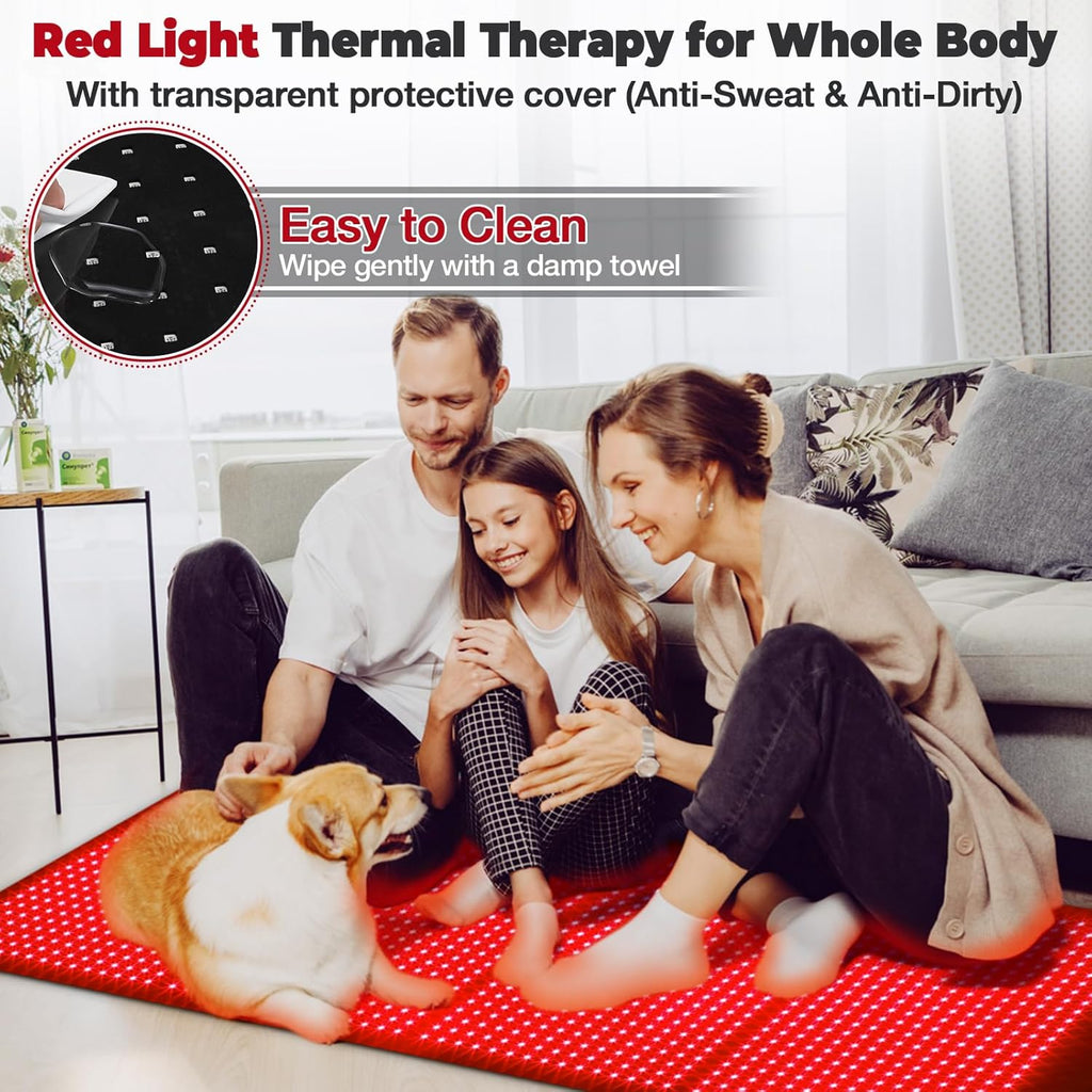 Red Light Therapy Mat for Body, 67'' x 24'' Infrared Therapy Pad with 1400 LEDs, 660nm & 850nm Dual-Wavelength Red Light, Full Body Pain Relief, Muscle Relaxation, Joint Support, Enhanced Recovery