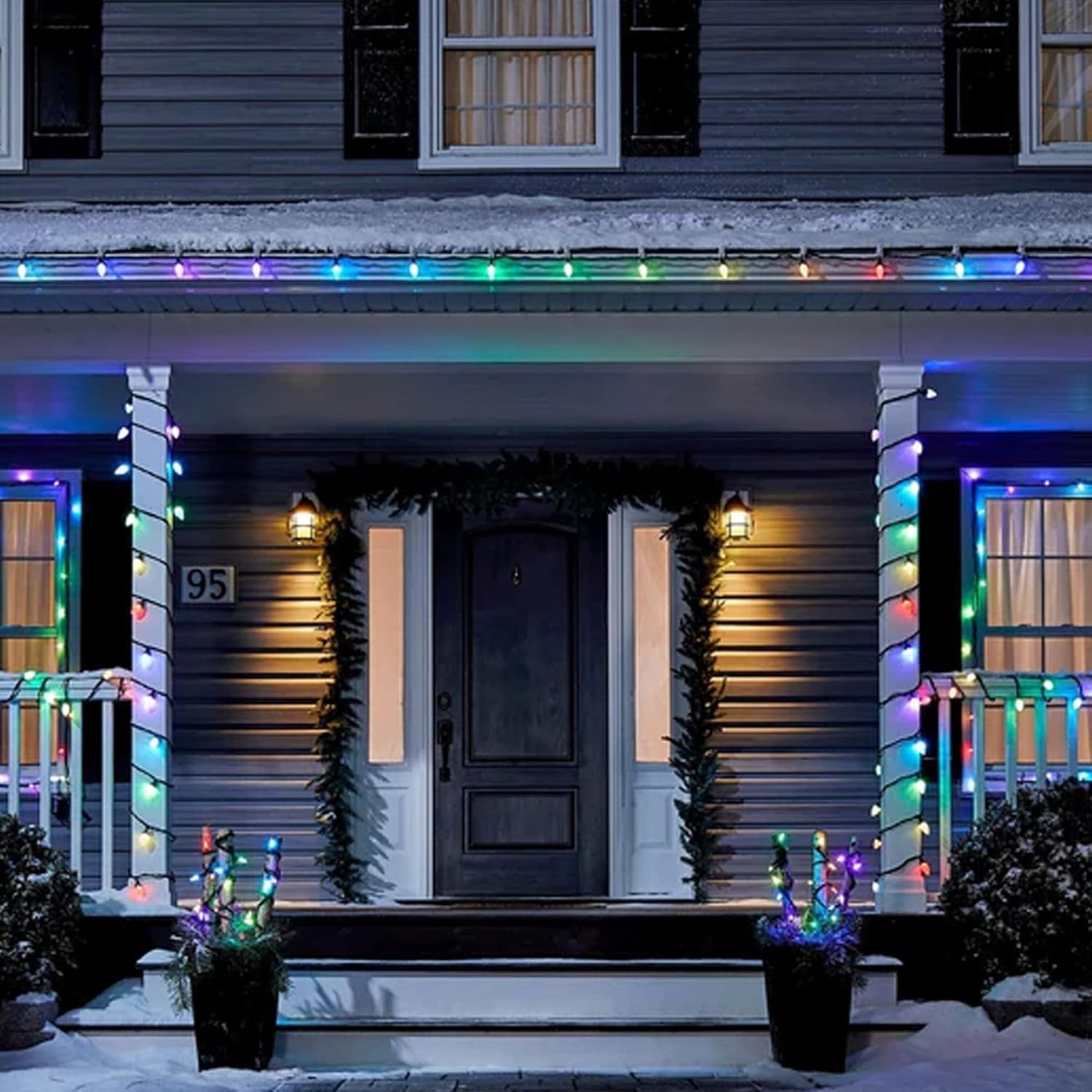 Dazzle Bright C9 Christmas String Lights, 3 Pack Total 300 LED 198 FT Waterproof Green Wire Fairy Lights, Connectable Christmas Light for Indoor Outdoor Home Yard Xmas Tree House Decor, Multi-Colored