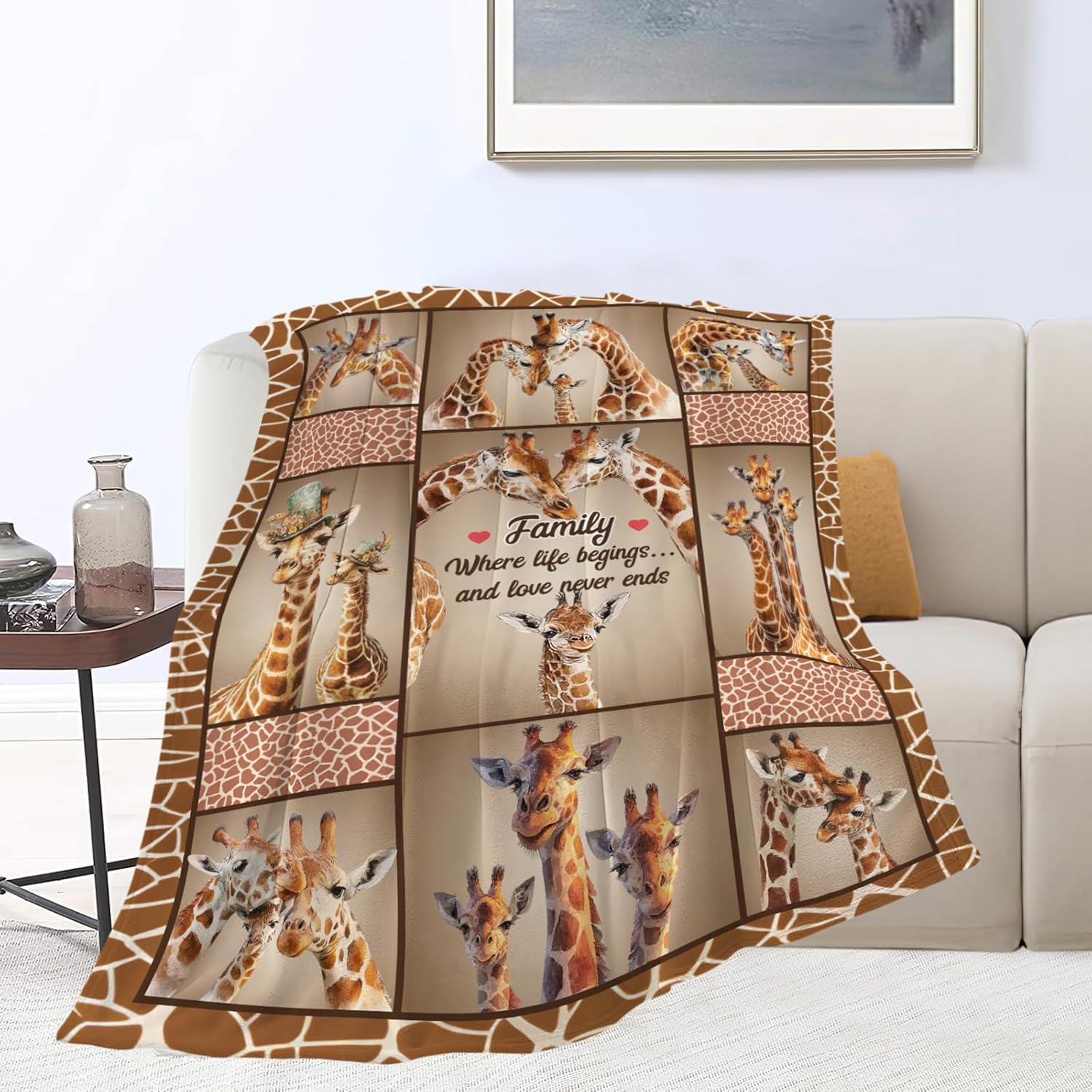 Giraffe Throw Blanket Giraffe Stuff Gifts for Kids Girls Boys Adults Women Men Soft Cozy Warm Plush Fluffy Fuzzy Fleece Blanket Decor 50''X60''