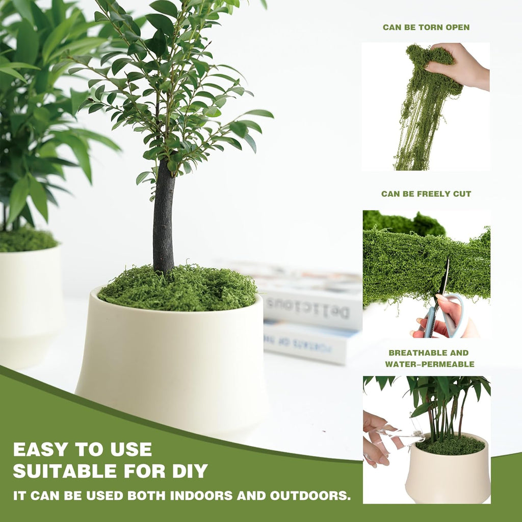 5.3OZ Fake Green Moss – Ultra-Realistic Artificial Preserved Moss. Perfect for crafts, DIY decor, potted mulching, fairy gardens, weddings & table centerpieces. Lifelike, no maintenance. (DARK GREEN)