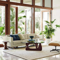 Triangle Modern Noguchi Coffee Table, Vintage Glass, Wood End Table with Solid Wood Base and Clear Glass Top, for Living Room and Patio