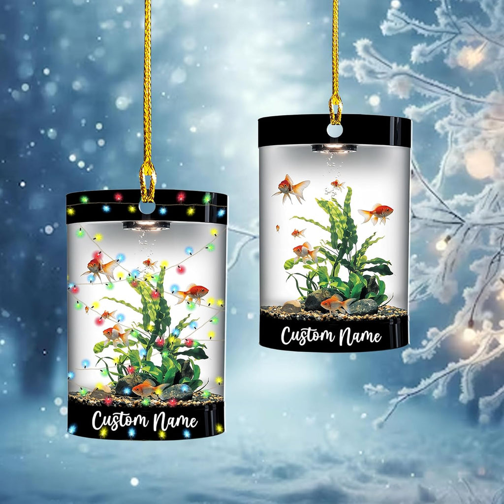 Personalized Aquarium Christmas Ornament, Fish Christmas Ornament, Gift for Fish Lover, Custom Aquarium Christmas Tree Keepsake, Kids First Gift Ideas, Pet Kids Ornament (AFT5)