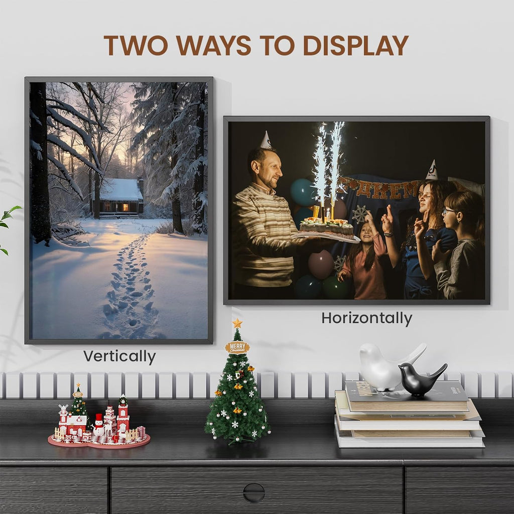 Heimlove 12x17 Metal Picture Frame,Black Aluminum Photo Frames-Real Tempered Glass,Wall Gallery Poster Puzzles Artwork frame Mounting Horizontally or Vertically Decor for Wall-1Pack