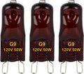 G9 Heat Lamp Bulbs for Reptile,Night Red, Mini Halogen Bulb 50W, Infrared Reptile Heat Lamp for Bearded Dragon Gecko Turtle Lizard, Pack of 3