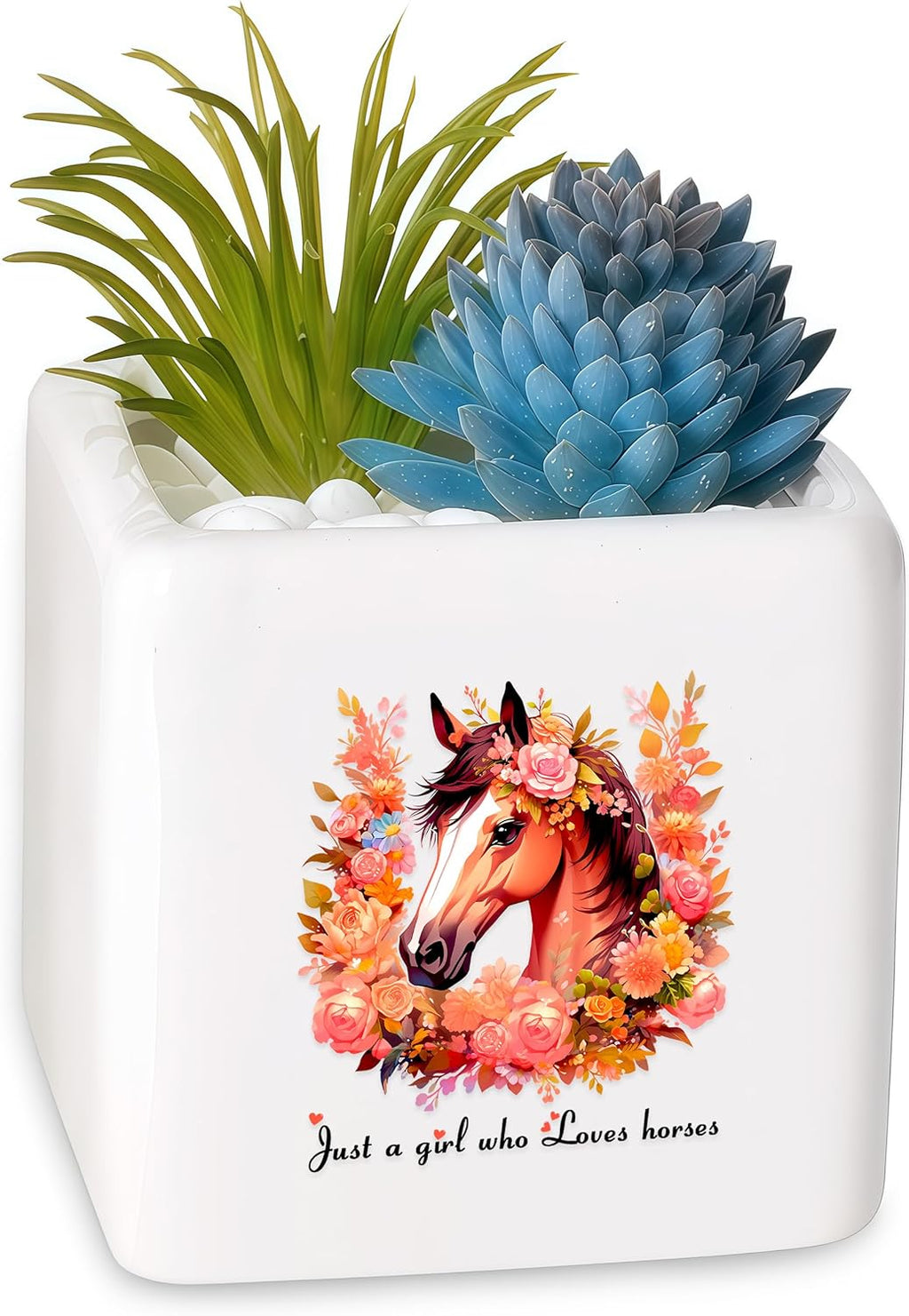 Horse Succulent Planter Flower Plant Pot Small, Gifts for Women Teens Girls Kids, Horse Lovers Themed Stuff Accessories Things Decor Merch, Home Office Table Desk Decoration!