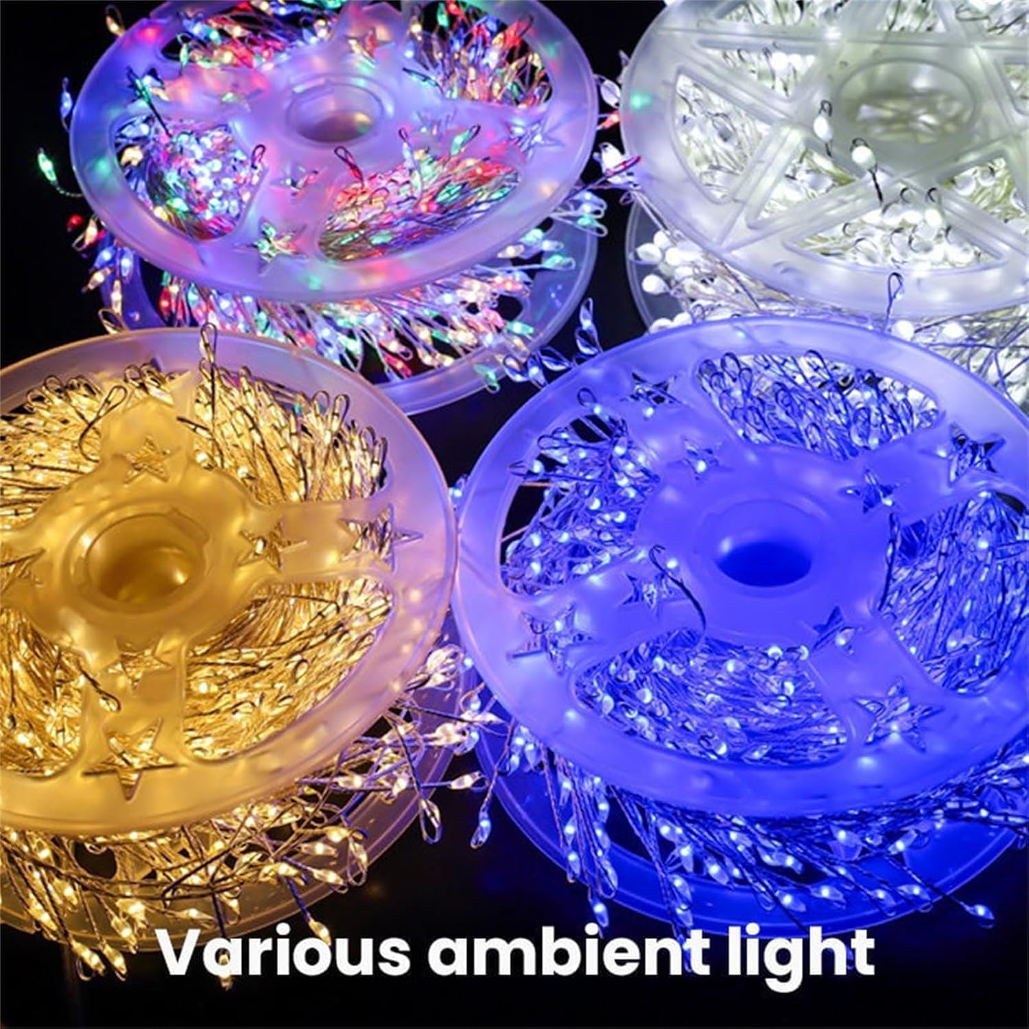 Copper Wire Firecracker Light String, Cluster Twinkle Lights for Christmas Tree, Copper Wire Firecracker Fairy Lights,Holiday Copper Wire Atmosphere Lights (Warm, 9.84ft-100 Lights-Solar)