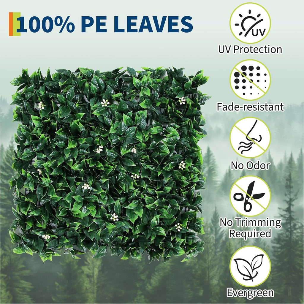 GarveeLife Artificial Grass Wall Panels 20"x20", 12 Pcs Hedge Panels with 50 Zip Ties, Sun Proected Privacy Fence Screen Fake Greenery Backdrop for Outdoor Indoor Garden Birthday Wedding Decor