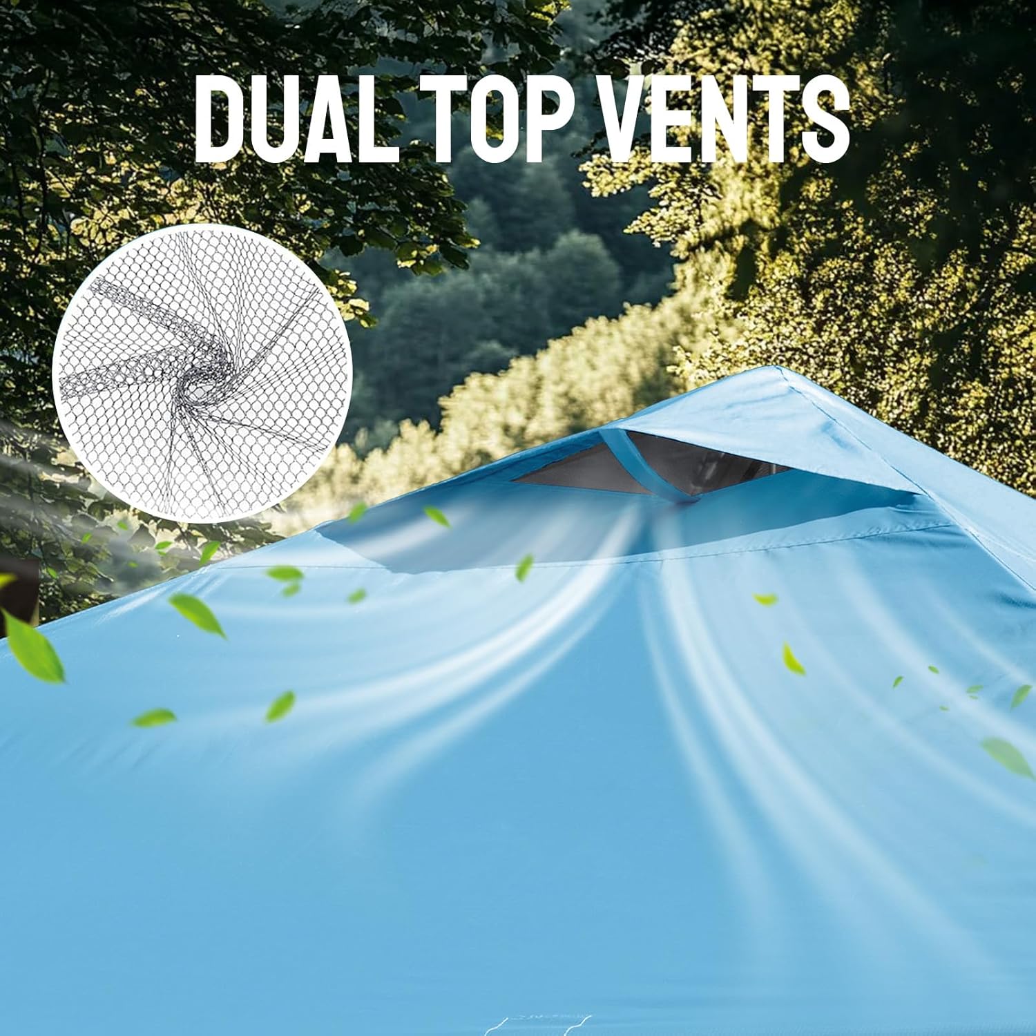 CROWN SHADES 10x10 Pop Up Canopy Tent - Patented Center Lock One Push Instant Outdoor Canopy Beach Tent with STO-N-Go Bag 8 Stakes & 4 Sand Bags，Sky Blue