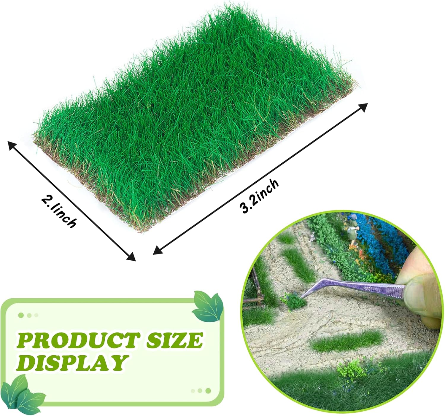 Warmtree Hand Torn Model Grass Tufts for Miniature Scenery Applicable for N & HO Scale for Train Layouts, Diorama Supplies, and Architectural Models(Grass Green)