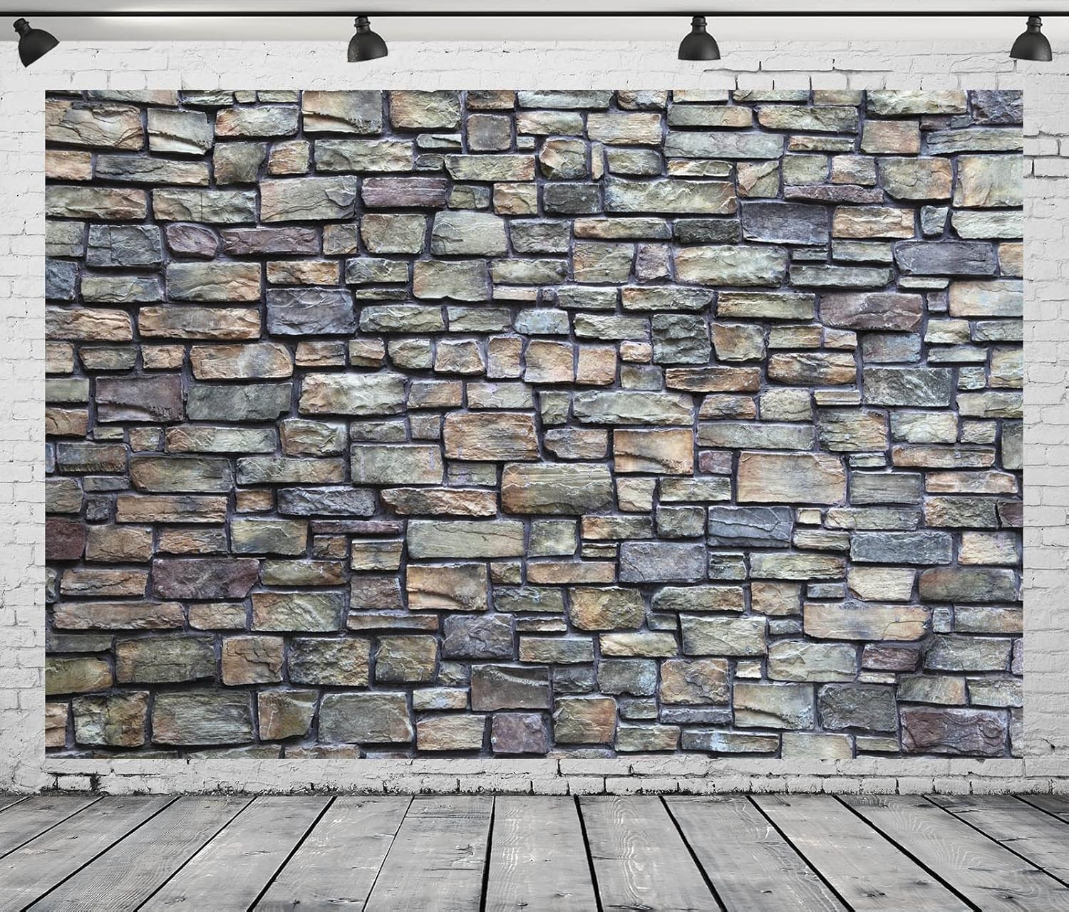 12x8ft Fabric Rustic Brick Wall Backdrop Retro Rustic Countryside Grunge Rock Stone Texture Photography Background Retro Wallpaper Birthday Holiday Party Banner Photo Studio Shoot Studio Props