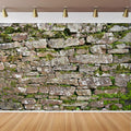CapiSco Vintage Brick Stone Wall Backdrop 7x5FT Vintage Textured Stone Ancient Rock Wall Castle Wall Overgrown Wall Green Leaf Background Medieval Castle Mossy Stone Wall for Party Decorations