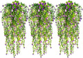 RECUTMS Artificial Hanging Plants Fake Hanging Plant Faux Hanging Plants UV Resistant Plastic Plants for Indoor Outdoor Room Wall Wedding Patio Porch Decor(Purple)
