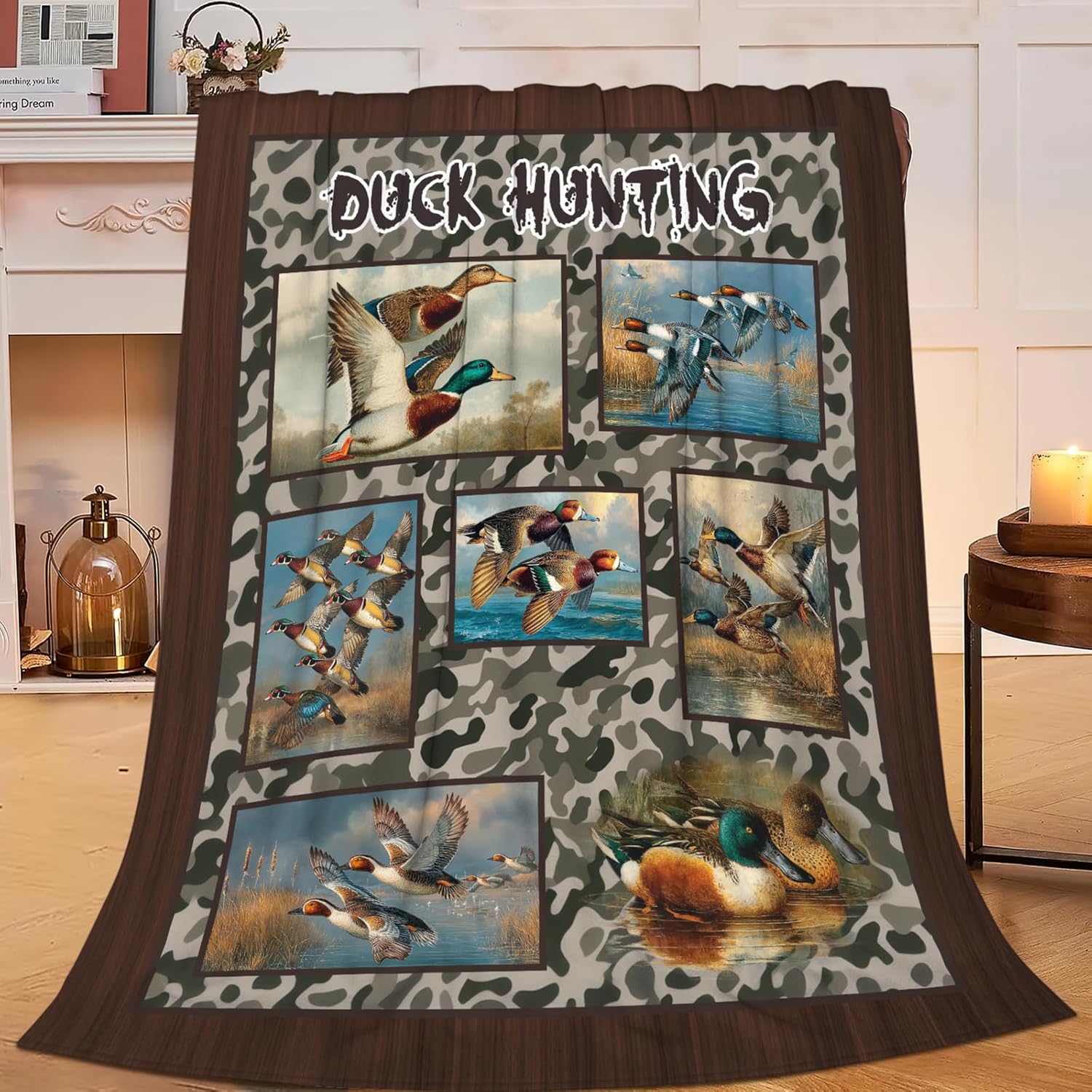 Duck Throw Blanket Hunting Mallard Duck Stuff Gifts for Kids Girls Boys Adults Women Men Soft Cozy Warm Plush Fluffy Fuzzy Fleece Blanket Decor 60''X80''