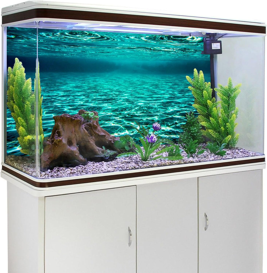 YongFoto Fish Tank Background 36x14 inch Turquoise Clear Water Ripple Lakebed Undersea Ocean Floor Underwater Seabed Reptile Habitat Terrarium Aquarium Polyester Backdrop