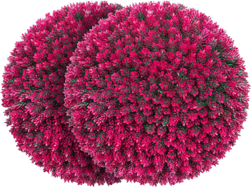 16.7 Inch Artificial Pine Cone Topiary Balls Set of 2, Rose Boxwood Balls with 7 Layers Leaves UV Protection Faux Evergreen Plants Outside Decor for Porch Garden Backyard