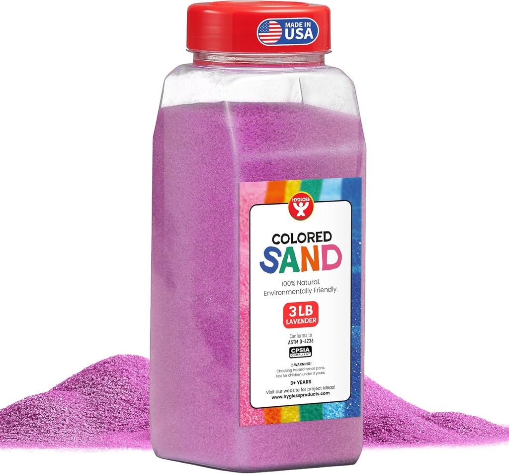 Hygloss Colored Sand for Crafts – 3 lb Bottle, Lavender – Vibrant Colorful Fine Sensory Play Sand Art Kits for Kids – Classroom Activities for Children 3 4 5 6 7 8 9 10 11 12 – Safe for Ages 3+