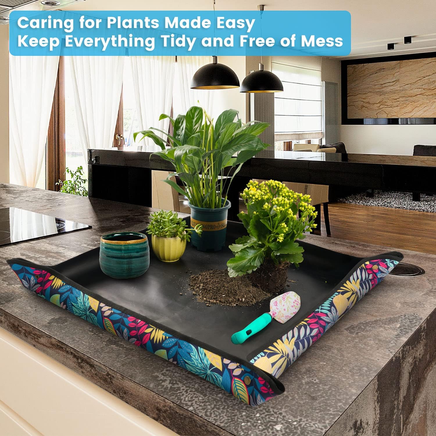 Waterproof Potting Mat for Indoor Plant Transplanting and Dirt Control, Gardenig Gifts for Women, Repotting Mat Succulent Gardening Mat 29.5"x29.5"
