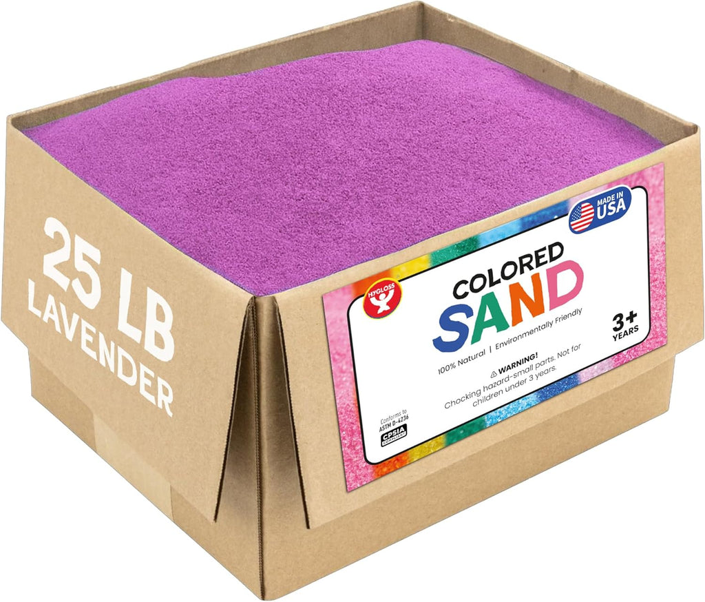 Hygloss Colored Sand for Crafts – 25 lb, Lavender – Vibrant Colorful Fine Sensory Play Sand Art Kits for Kids – Classroom Activities for Children 3 4 5 6 7 8 9 10 11 12 – Safe for Ages 3+
