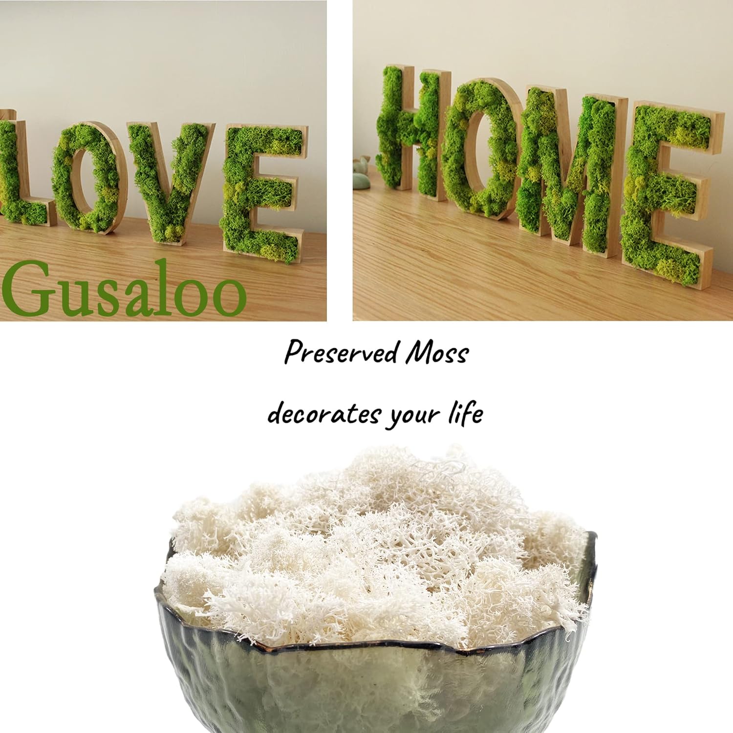 Moss Preserved Natural Fresh Green Moss for Craft Arts Floral Projects, Wall Decor, Table Decor, Wedding Centerpieces, Garden, Terrariums - White, 3.5OZ