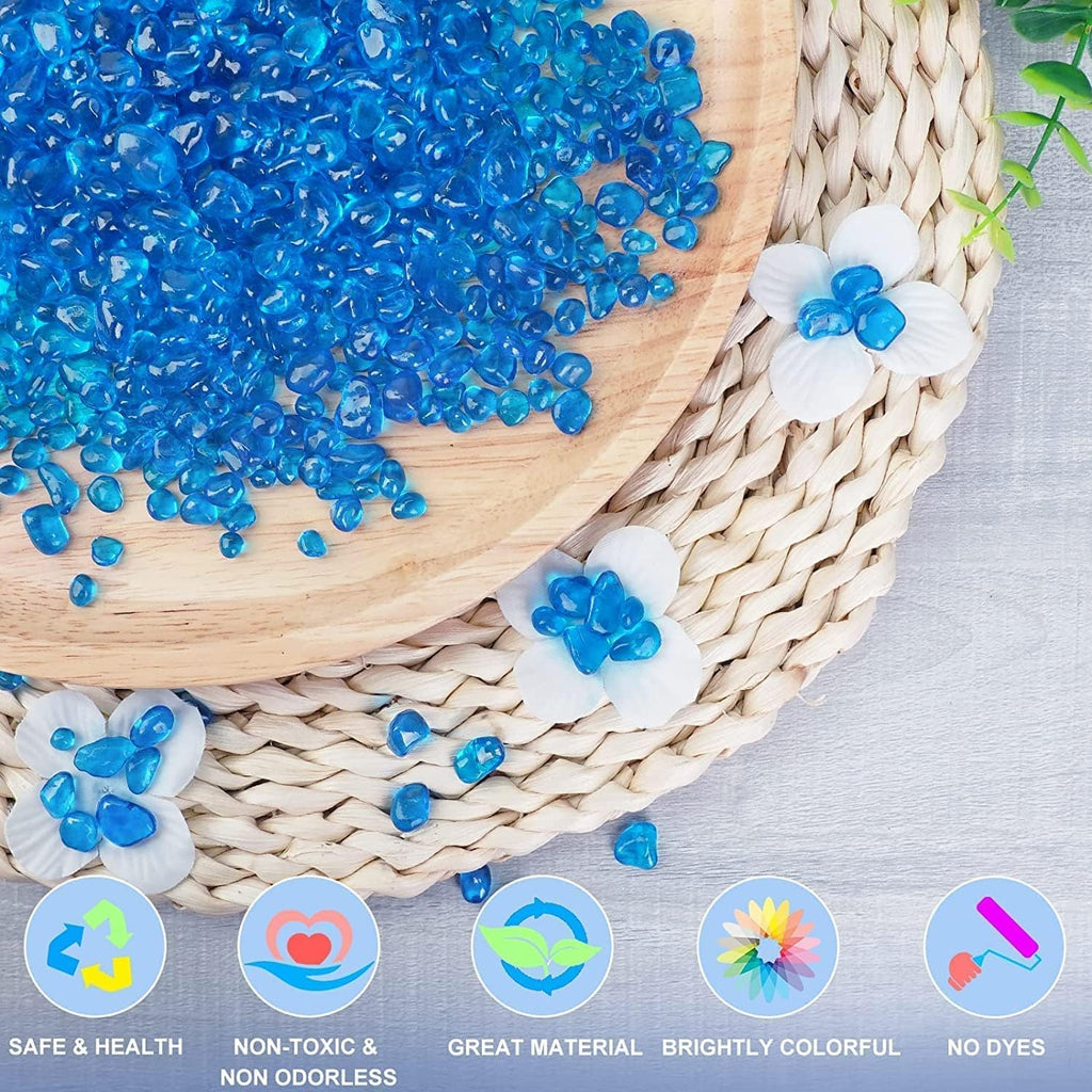Keedolla Fish Tank Blue Gravel 3 LB Sea Glass Stones Marbles Pebbles Gravel Rock for Aquarium|Fish Tank|Vase|Succulent Plants Decor - Lake Blue