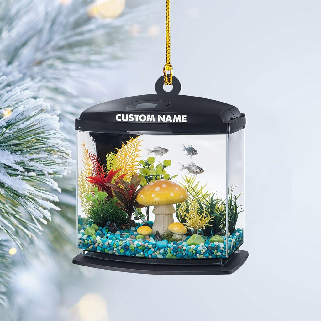 Personalized Aquarium Christmas Ornament, Fish Christmas Ornament, Gift for Fish Lover, Custom Aquarium Christmas Tree Keepsake, Kids First Gift Ideas, Pet Kids Ornament (AFT3)