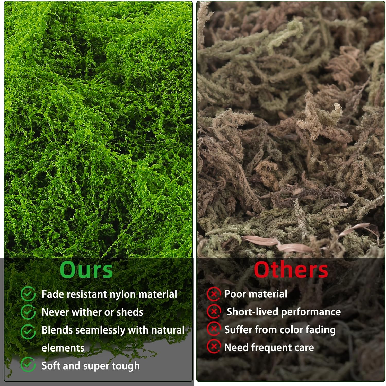 Yomirduy Artificial Moss for Crafts, 5.3OZ Fake Green Moss for Potted Plants, Faux Moss Decor for DIY Decorative, Walls,Table Centerpieces Decor Fairy Garden Model Making (150g)