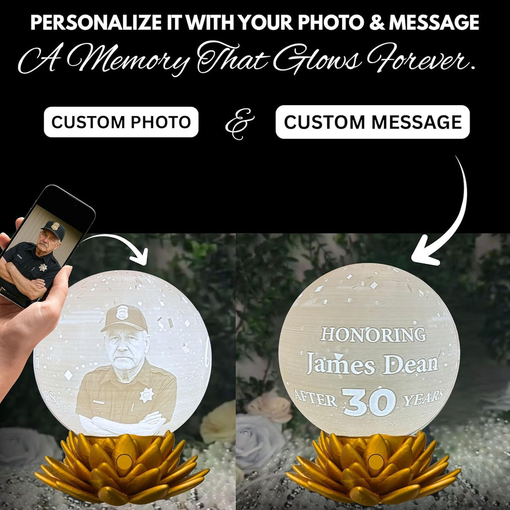 Personalized Retirement Moon Lamp with Custom Photo & Text | 3D Printed LED Night Light | Police, Military, Veteran, Teacher, Nurse Retirement Gift | Custom Farewell Keepsake for Men & Women