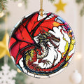 Ceramic-Style Christmas Tree Decorations, Christmas Ornaments, Double-Sided Printed Ornament Keepsakes, Holiday Decor. Xmas Gifts, Gifts for Dragon Lovers - Dragon-Themed