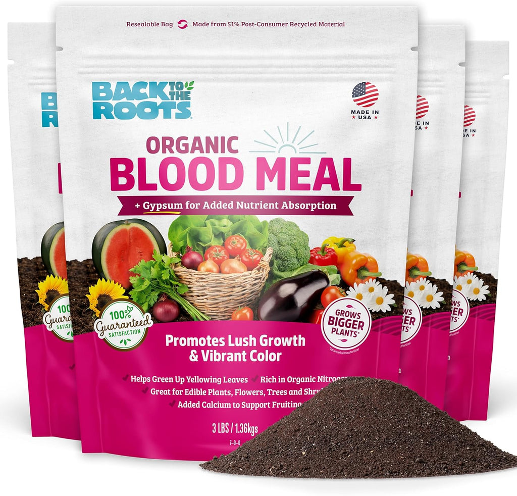 Back to the Roots Organic Blood Meal with Gypsum (3lb, Pack of 4)