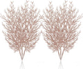 Christmas Glitter Twig 24pcs Artificial Pine Tree Picks for Christmas Tree Ornaments fillers, DIY Xmas Wreath, Crafts, Garland, Holiday, Party, Wedding and Home Decoration (Rose Gold)